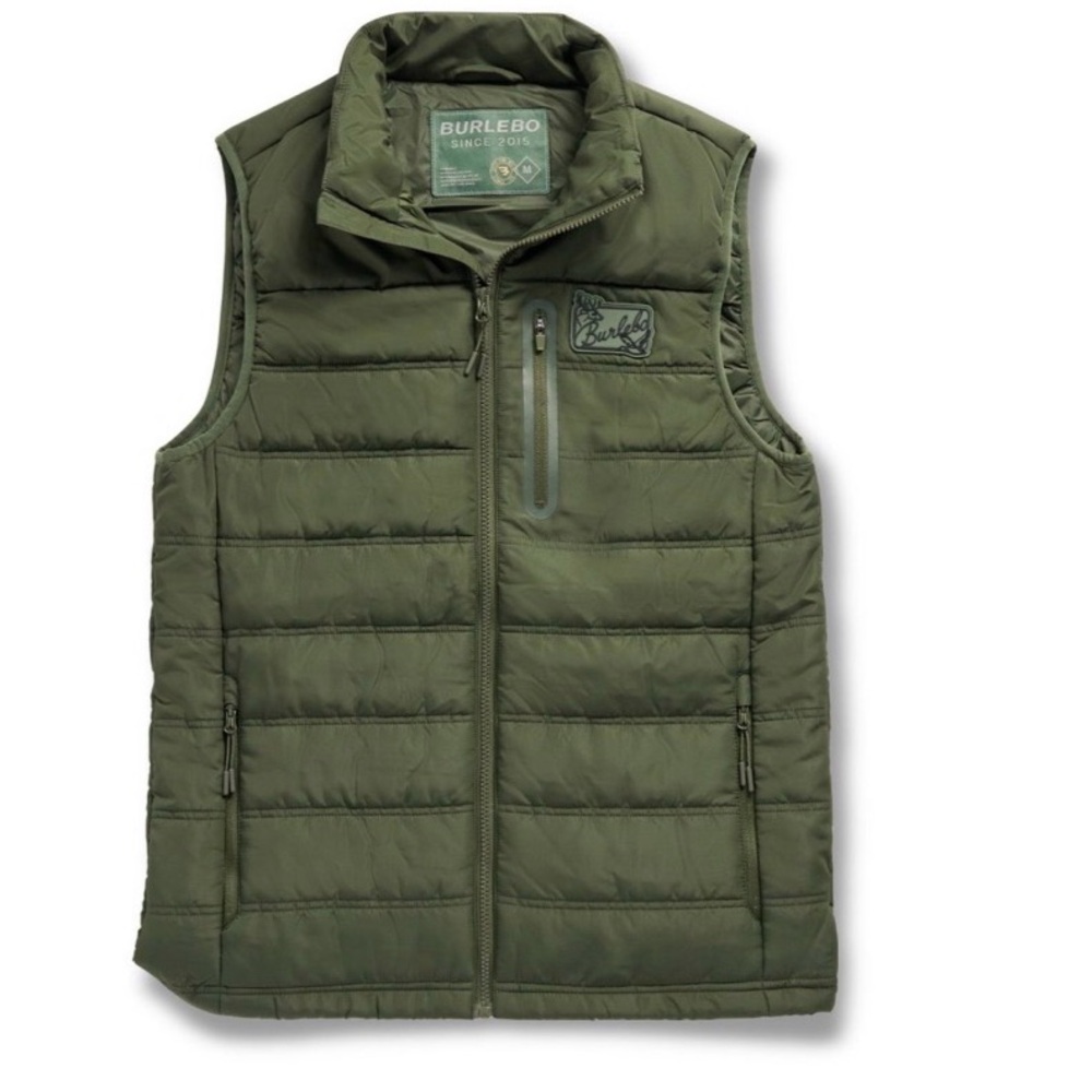 BURLEBO Men's Olive Quilted Vest